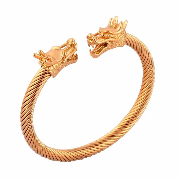 

качество людей способа животных ювелирных изделий из нержавеющей стали золотой дракон черный пистолет модные витая проволока stretch манжета, Black