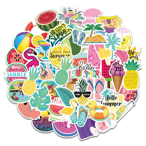 

5 sets = 250pcs ins summer fresh stickers water cup computer helmet stickers