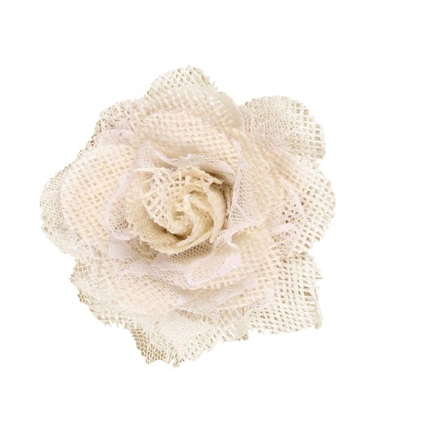 

hessian burlap lace rose flower heads for rustic wedding party decor