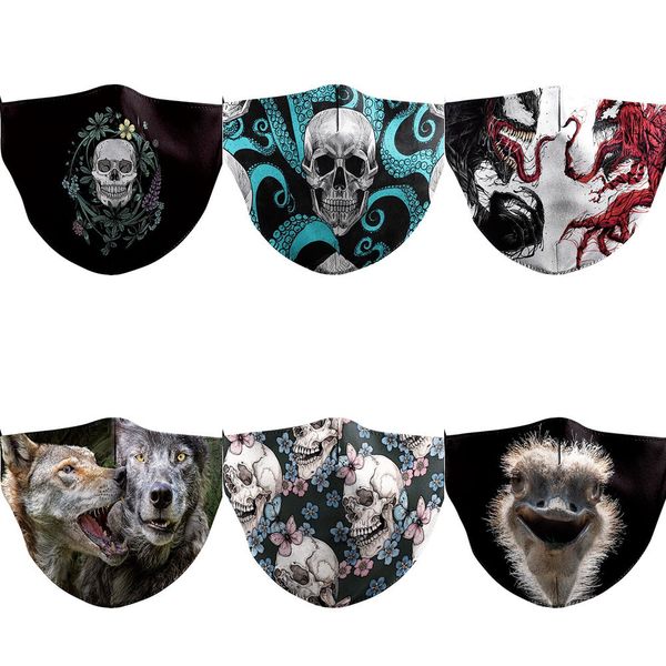 

lion skull print face cartoon animal masks mouth reusable washable fabric mask prote my4b1