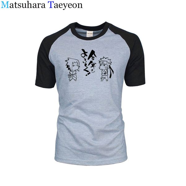 

men tee shirt 100% cotton neck t-shirt leisure fashion japanese cartoon naruto printing theme of