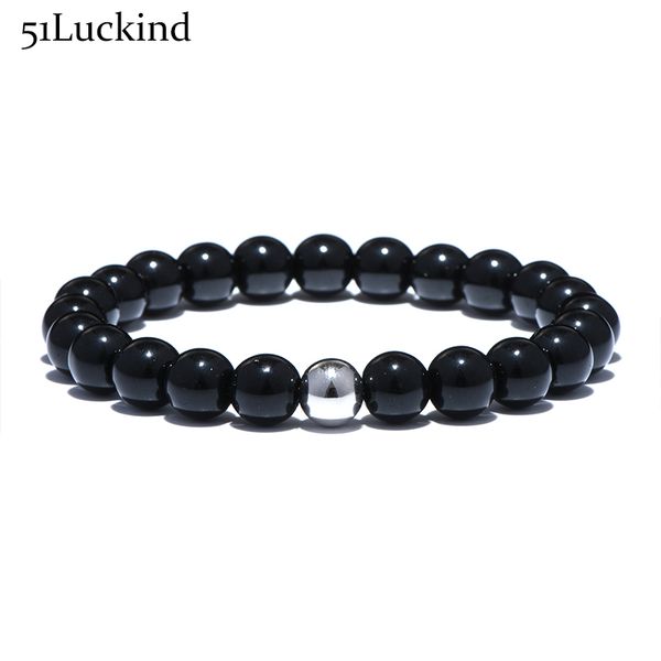 

luxury natural stone obsidian moonstone beads bracelet minimalist yoga buddha meditation bracelet for men women hand jewelry, Black