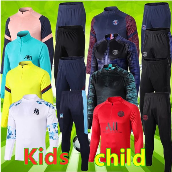 

2021 survetement enfant soccer jerseys tracksuit soccer kids training suit 2019 2020 football shirt maillot de foot jacket jogging tracksuit, Black