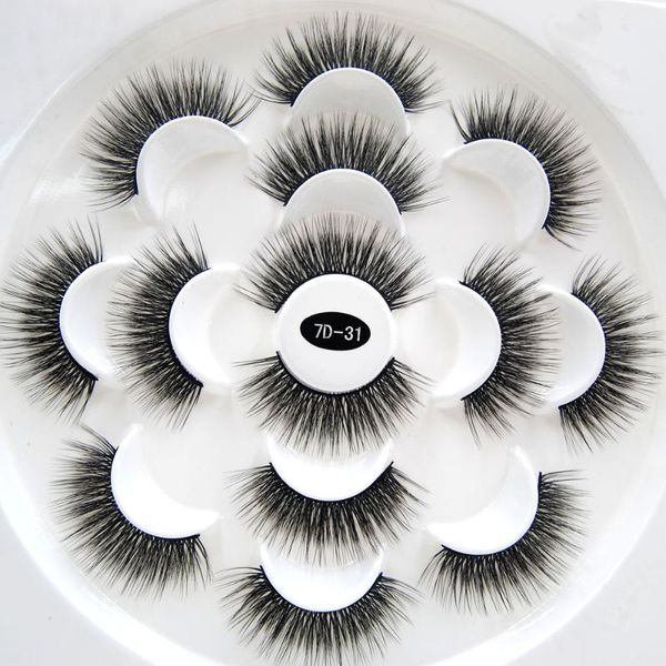 

7 pairs 3d mink lashes natural long false eyelashes dramatic volume fake lashes makeup eyelash extension wispy silk eyelashes