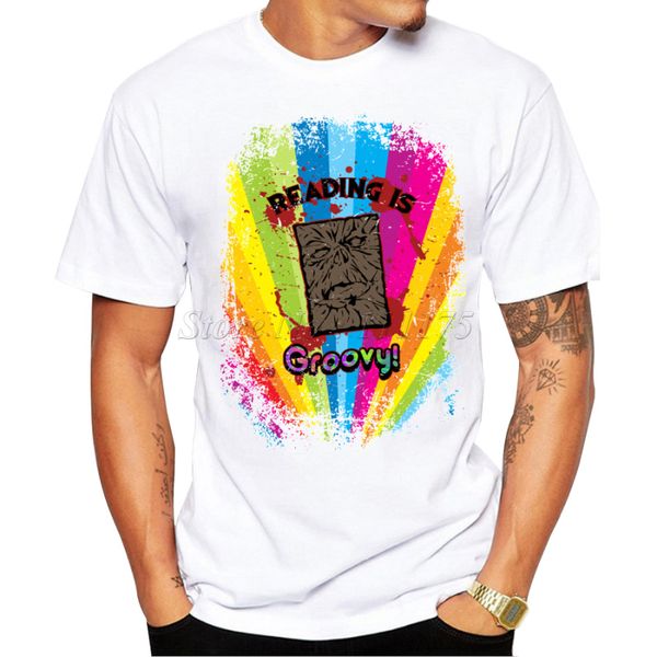 

2019 men's fashion summer colored reading is groovy design t shirt casual male hipster printed own style tees