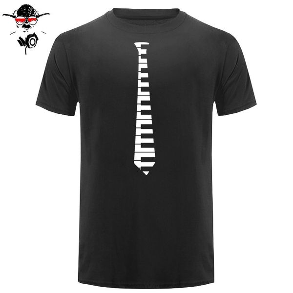 

hip piano keys tie piano keyboard music concert t shirt creature size s to 3xl t-shirt o neck cotton simple uniform blue