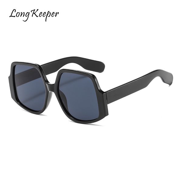 

2020 fashion retro square sunglasses women vintage brand design oversized sun glasses female men blue shades oculos uv400, White;black