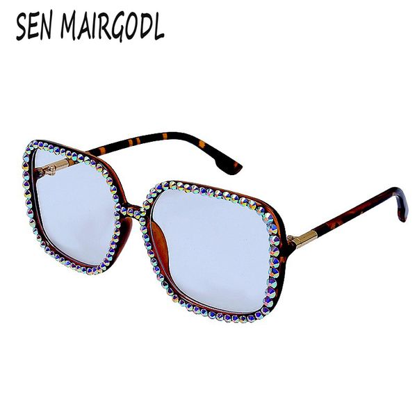 

luxury fashion transparent diamond sunglasses women men vintage design brand rhinestone sun glasses sunshade square goggles, White;black