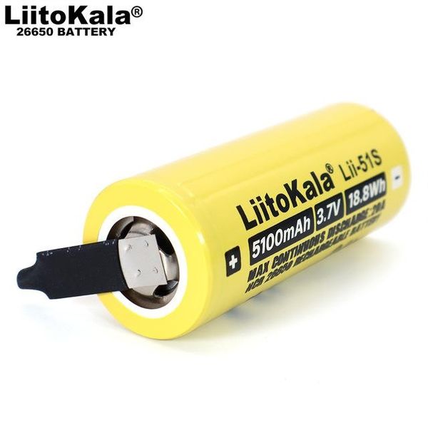 

replacement batteries liitokala 26650 5100mah li-ion 3.7v rechargeable battery 20a discharge 3.6v power batteries diy nickel sheets