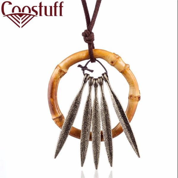 

vintage bamboo statement necklaces&pendants jewelry long chain necklace for women suspension unusual female decoration wholesale, Silver