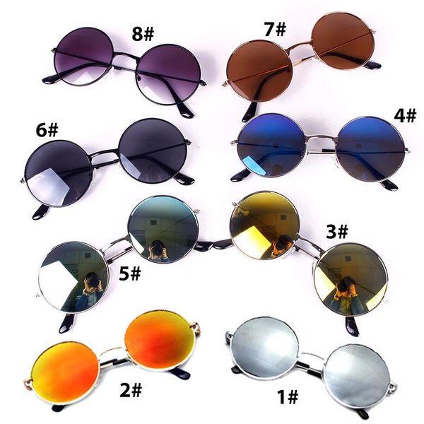 

Wholesale-Women Hippie Shades Metal Peace Sunglasses Classic Round Lens Reflective #69489