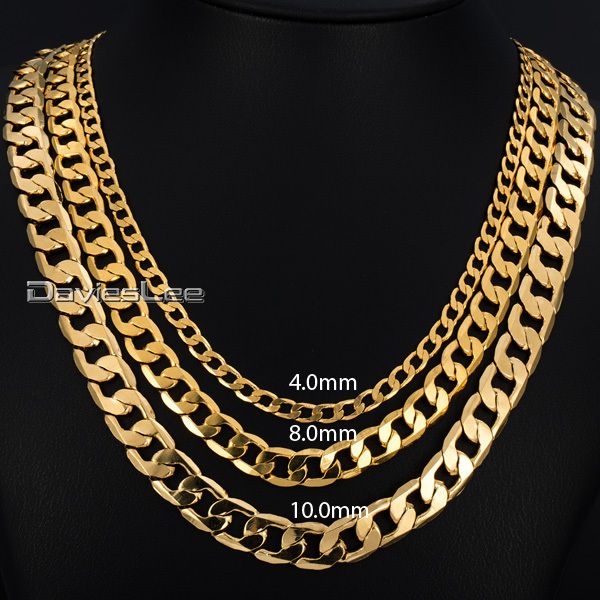 

mens necklace gold filled curb cuban link gold necklaces chain for men women davieslee wholesale jewelry fashion gift dlgnm50, Silver