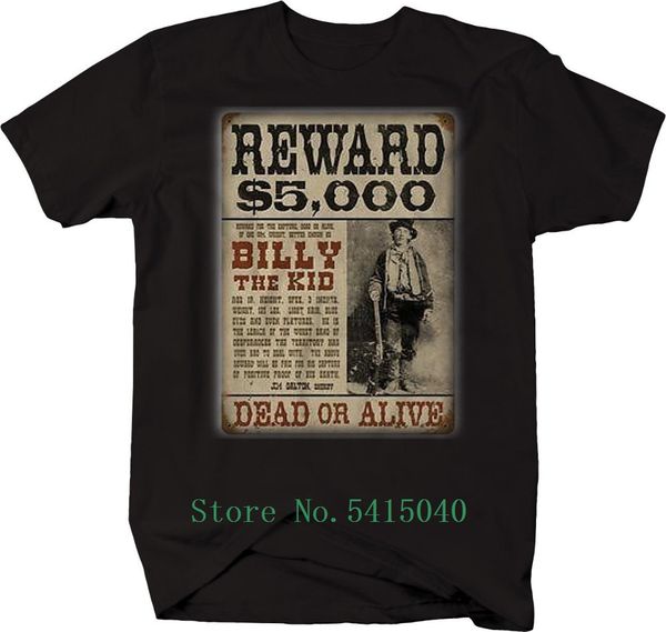 

2020 clothes billy the kid reward poster bank robber tshirt tee shirt customized comics men's t-shirt printed oversized mens