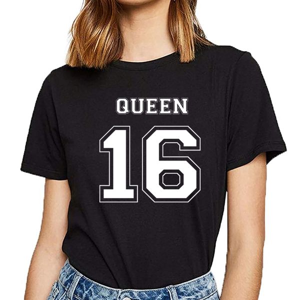 

t shirt women king queen couples design black short female tshirt