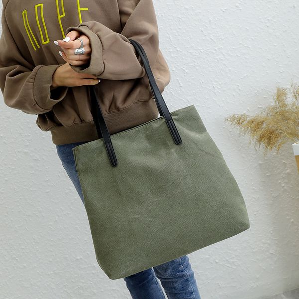 

2020 literary canvas bag simple wild college style shoulder big bag casual mother shopping