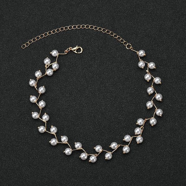 

элегантный pearl choker простой полный pearl шеи ожерелье группа женщин, Black