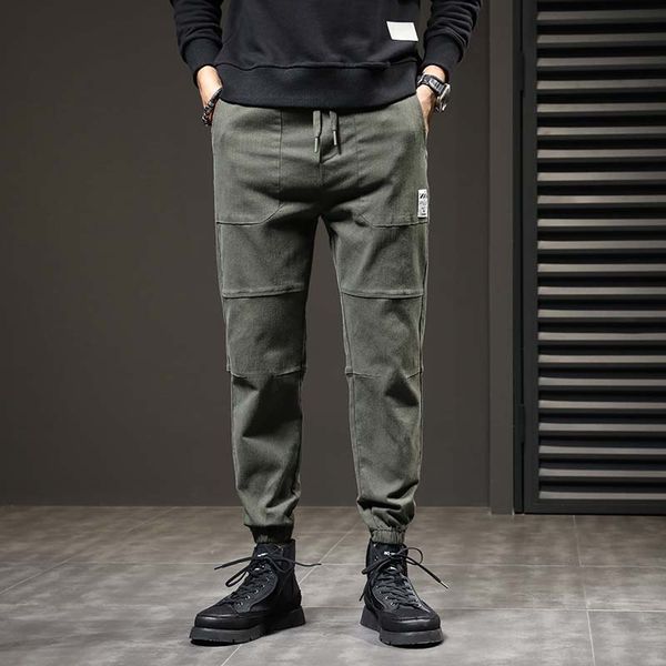 

solid army green black gray mens jeans harem pants 2021 new autumn casual man denim fabric pants male trousers