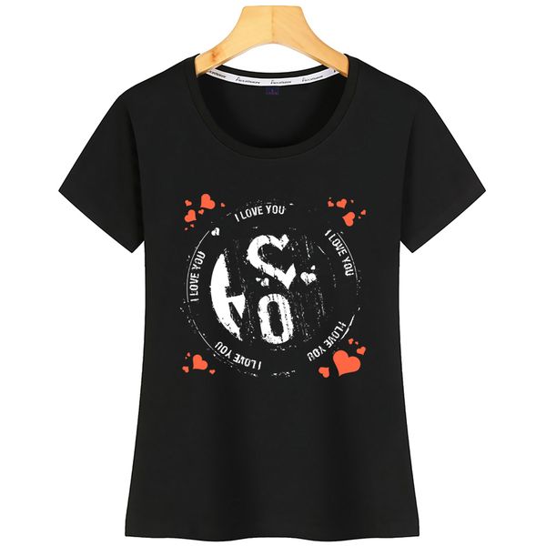 

t shirt women i love you grunge style casual black print tshirt