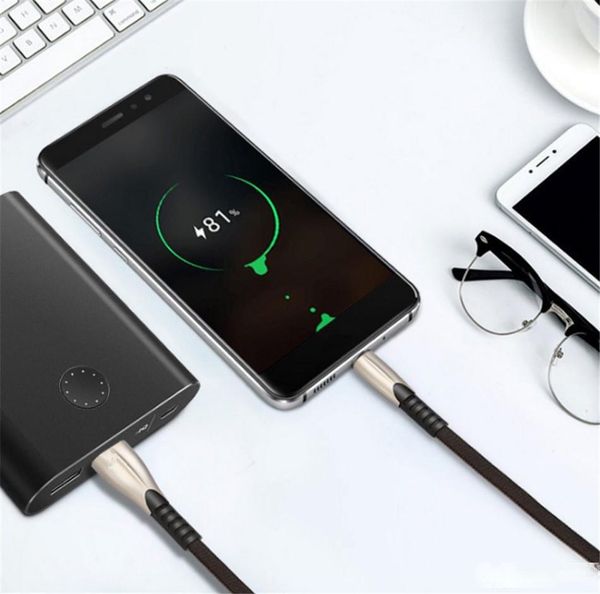 

1pc zinc alloy flat denim 5a usb type-c lite super charging cables for smartphone