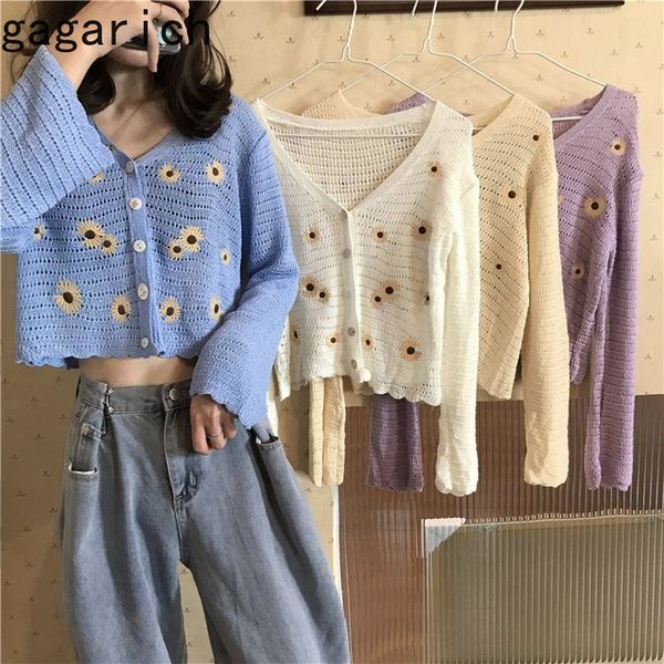 

women's knits & tees gagarich women sweater summer casual short korean style embroidered long-sleeve knit autumn girl sweet cardigans, White