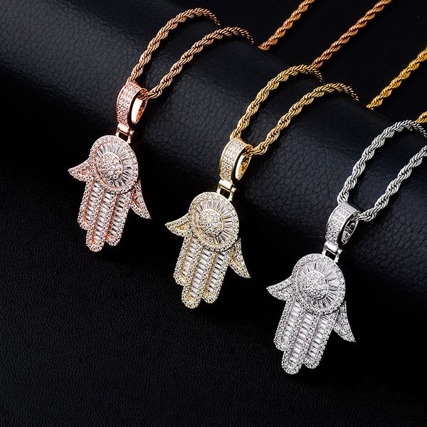 

vintage necklaces fashion 18k gold rhodium plated copper hand style designer necklaces luxury bling zircon hip hop necklaces, Silver