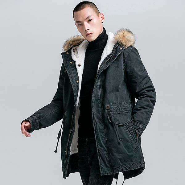 

men winter jacket 2020 men's thick warm parka cotton hooded casual trench coat and windbreaker jackets men, Black