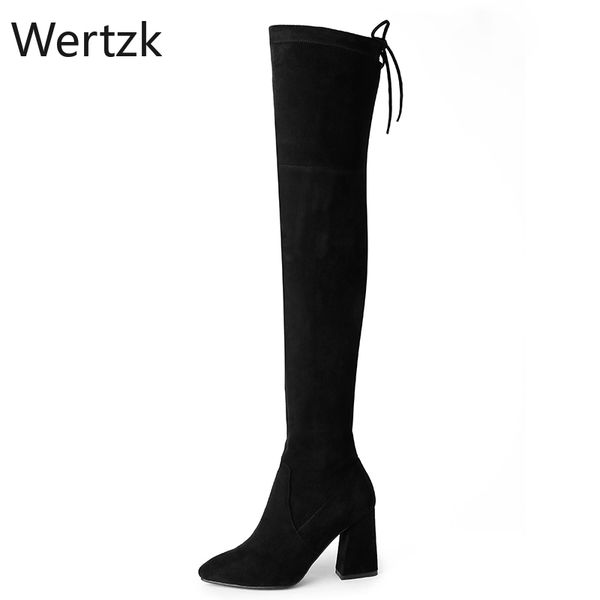 

boots 2021 women's over the knee pointed suede simple and comfortable zapatos de mujer, Black
