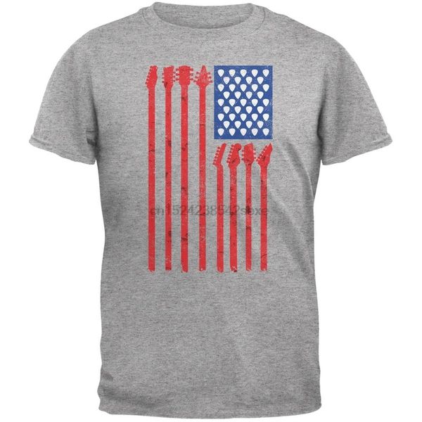 

4th of july stars and strings guitar american flag heather grey t-shirt