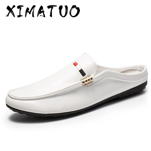 

summer new half drag горох кожа мужчины обувь мужские кроссовки дышащий мокасины мужские мокасины chaussure homme tenis мужчина для, Black
