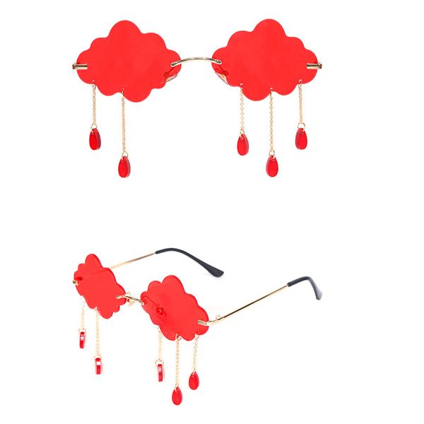 

sunglasses 2021 european and american fashion frameless cloud women's retro chain pendant cool, White;black