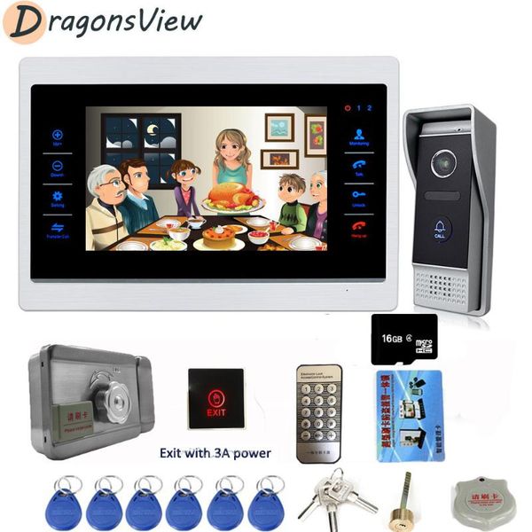 

video door phones dragonsview security intercom 7 inch wired 1200tvl night vision doorbell camera call panel phone system unlock