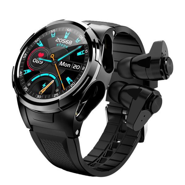 WorldFirt Smart Watche Wathele Wirele Bluetooth Cuffie TW Hifi Earphone Sport Fie Watch+ Ear ma con la frequenza cardiaca di ossigeno nel sangue per Andorid IO