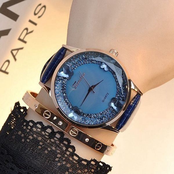 

female quartz watch genuine leather butterfly drill gold dial glitter schoolgirl young women fashion leisure quartz watches 2020, Slivery;brown