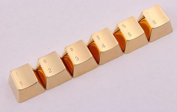 

metal keycaps number key 1~6 keyset golden/silver oem profile cherry mx key caps for mx switches mechanical gaming keyboards