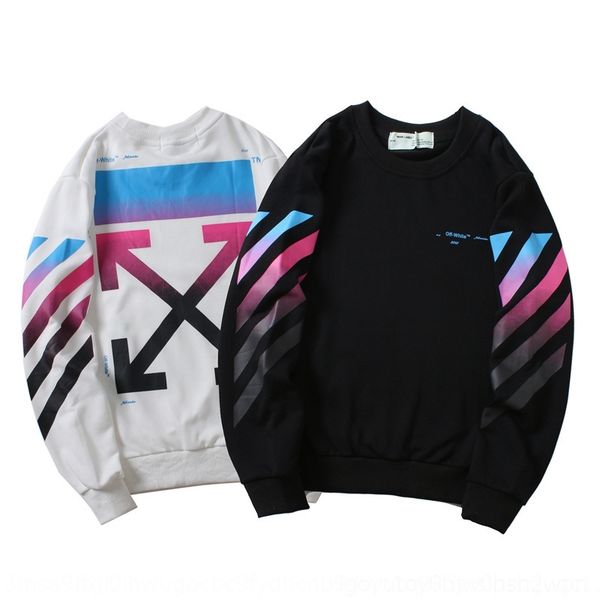 

qfck6 off gradient printing ow fashion men's cotton popular fashion gradient sweater printing ow popular men's cotton sweater, Black