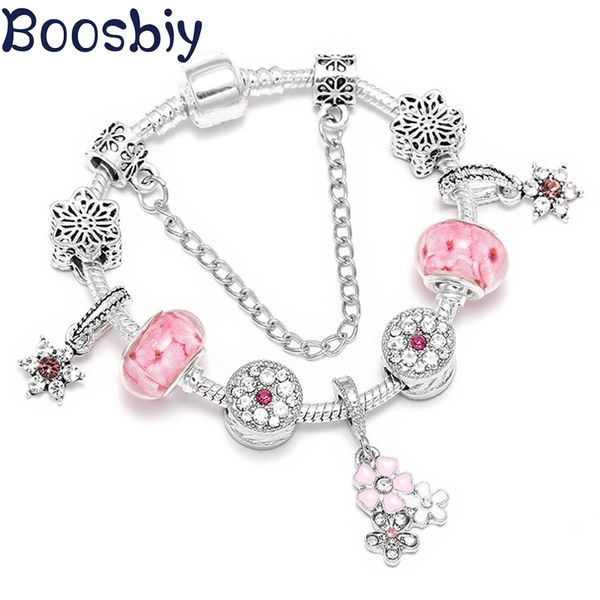 

charm bracelets boosbiy vintage silver plated crystal for women fit snake chain brand bracelet diy jewelry gift, Golden;silver