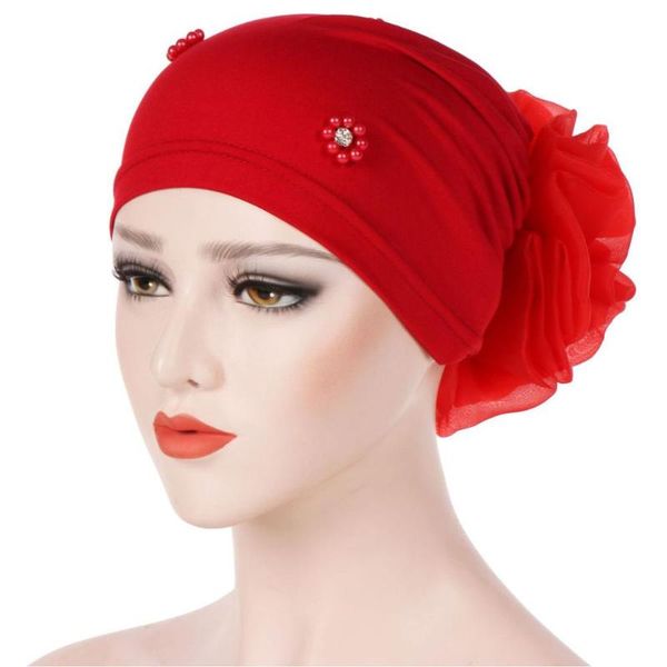 

beanie/skull caps big flower solid head wrap hair bonnet arab muslim women turban hat african female beaded beanie cap cover sleep tb-95, Blue;gray