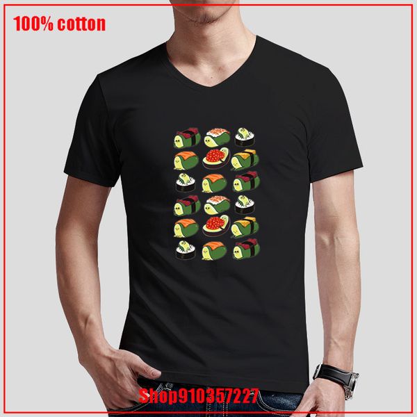 

sushi avocado french bulldog personalized short sleeves v neck young man blouse white slim couple t-shirt new