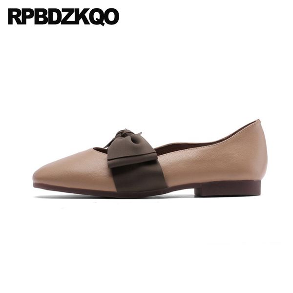 

flats 2020 shallow  fashion large size spring autumn slip on designer shoes china chinese women bow ladies casual square toe, Black