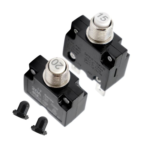 

2pcs 15/20 amp тепловой автоматический выключатель с quick connect terminal и прозрачным водонепроницаемым чехлом кнопки