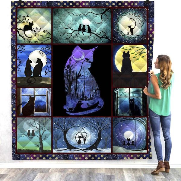 

comforters & sets halloween cat cute 3d printed quilt blanket kids adults bedding throw soft warm thin office with cotton style-6
