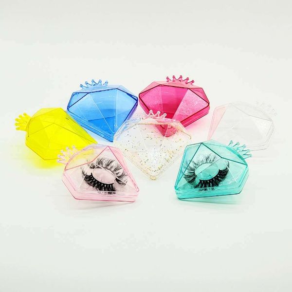 

10mm-25mm fake eyelash packaging box diamond transparent personalized fake 3d mink eyelash case diamond shape box empty