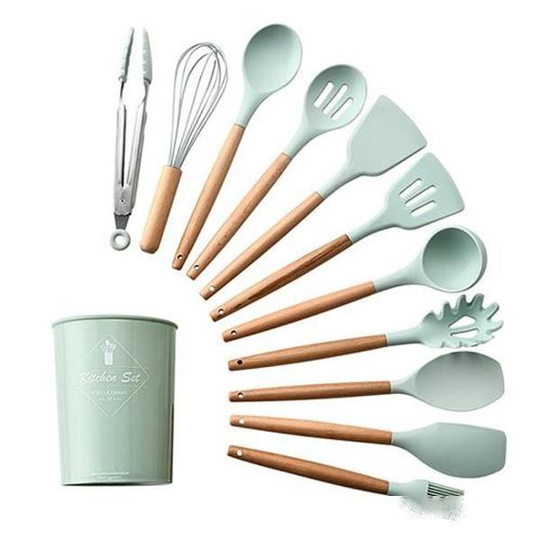 

silicone kitchenware cooking tool sets heat resistant kitchen non-stick cooking utensils baking tools with storage box tools dhl