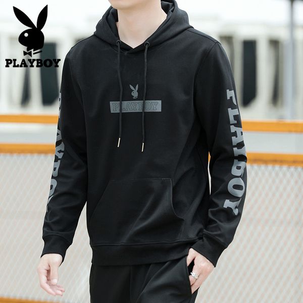 

новые мужские high street playboy потерять балахон pb6059, Black