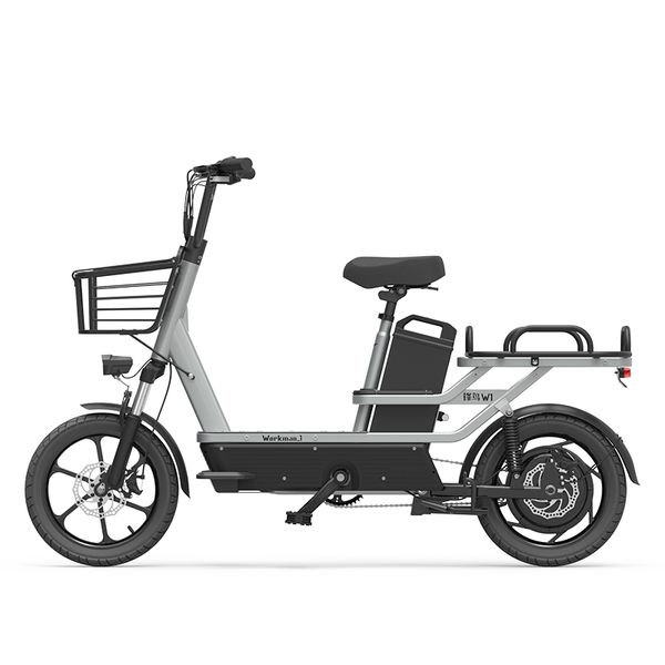 

16-inch two wheels electric bike city transport w1 work car takeaway meal delivery new national standard electric car takeaway, Silver;blue