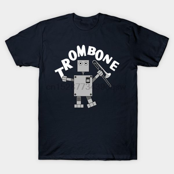 

men tshirt trombone robot white text trombone t shirt(1) printed t-shirt tees top