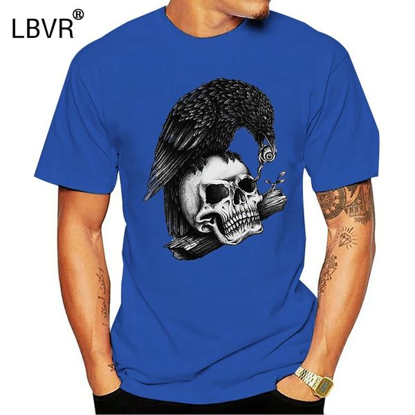 

skull &amp crow mens printed t-shirt fashion slim fit punk goth tshirt s-xxl white