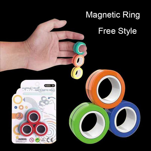 

magic finger gears magnetic rings anti-stress colorful magnetic fidget toys finger ring spinner anxiety relief kids game