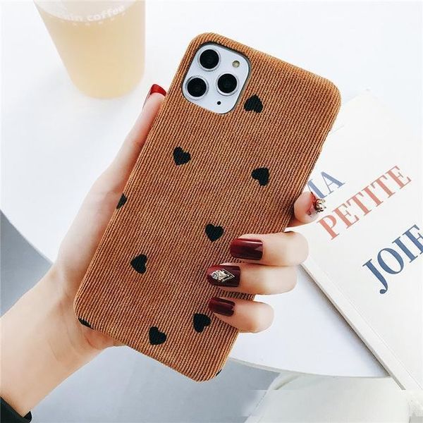 

cloth texture love heart wave point phone case for iphone 11 pro max 6 6s 7 8 plus x xs xr xs max soft warm pu fundas