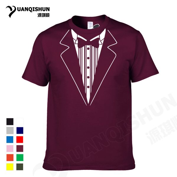 

yuanqishun summer men t shirts tuxedo tees retro tie bow tie funny fashion print tshirt casual custom boutique cotton t-shirt